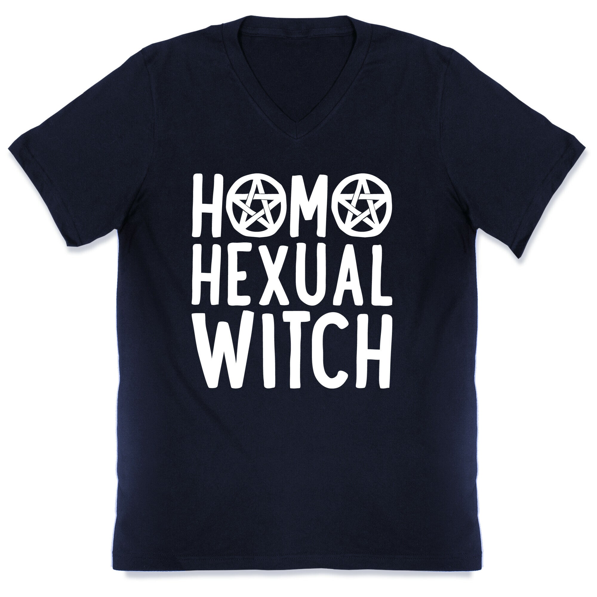 Homohexual Witch White Print V-Neck